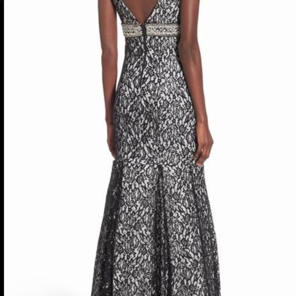 Sequin Hearts Mercedes Metallic Lace Mermaid Gown - Picture 2 of 7